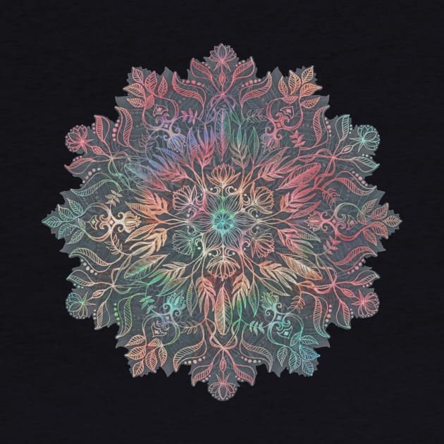 Winter Sunset Mandala in Charcoal, Mint and Melon by micklyn